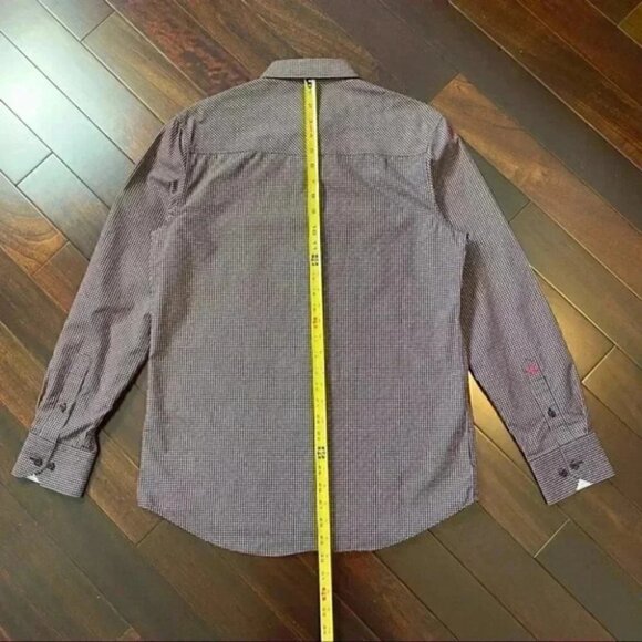 English Laundry John Lennon Plaid Button Down Long Sleeve Shirt Black Red Small - Picture 11 of 16